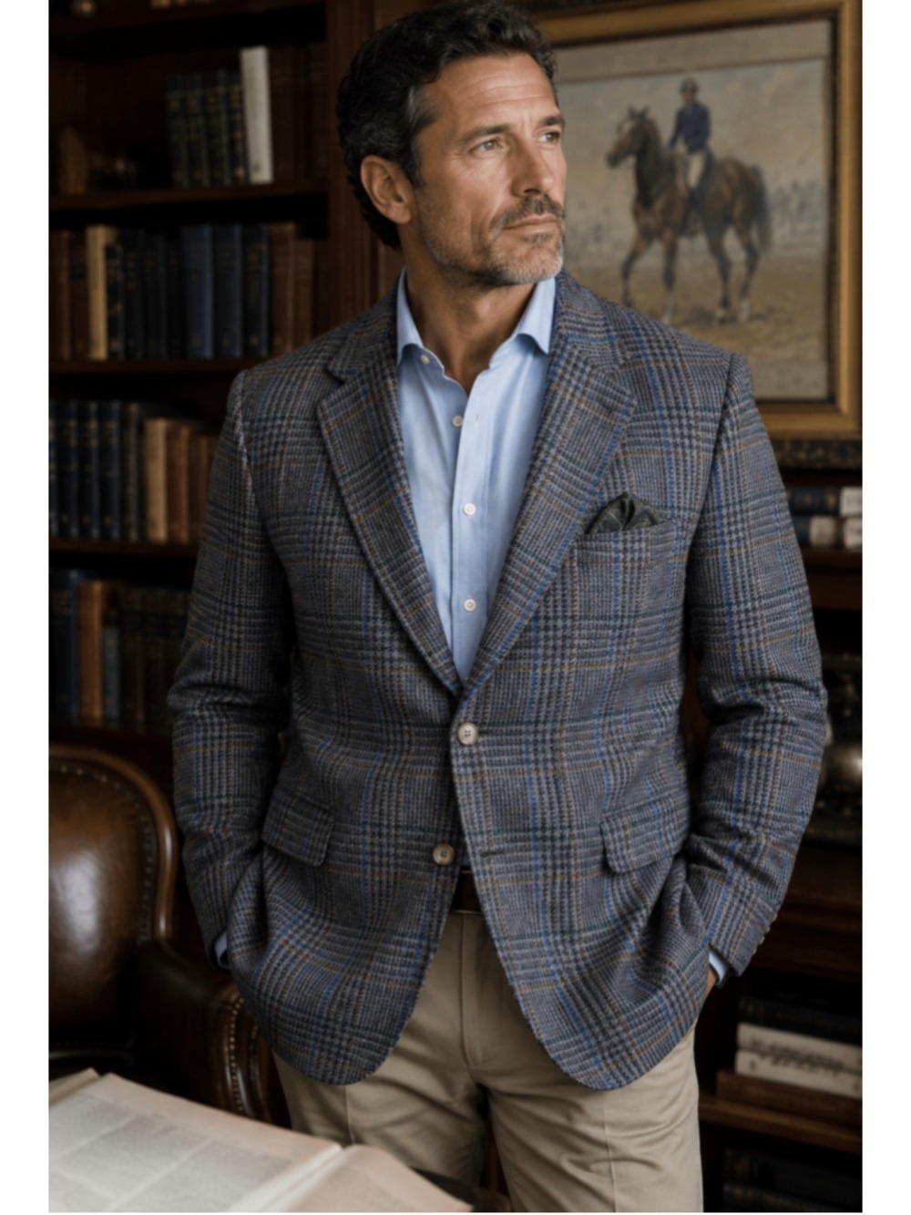 Vintage Stripling & Cox Private Stock 100% Wool Sport Coat Blazer Gray Plaid USA